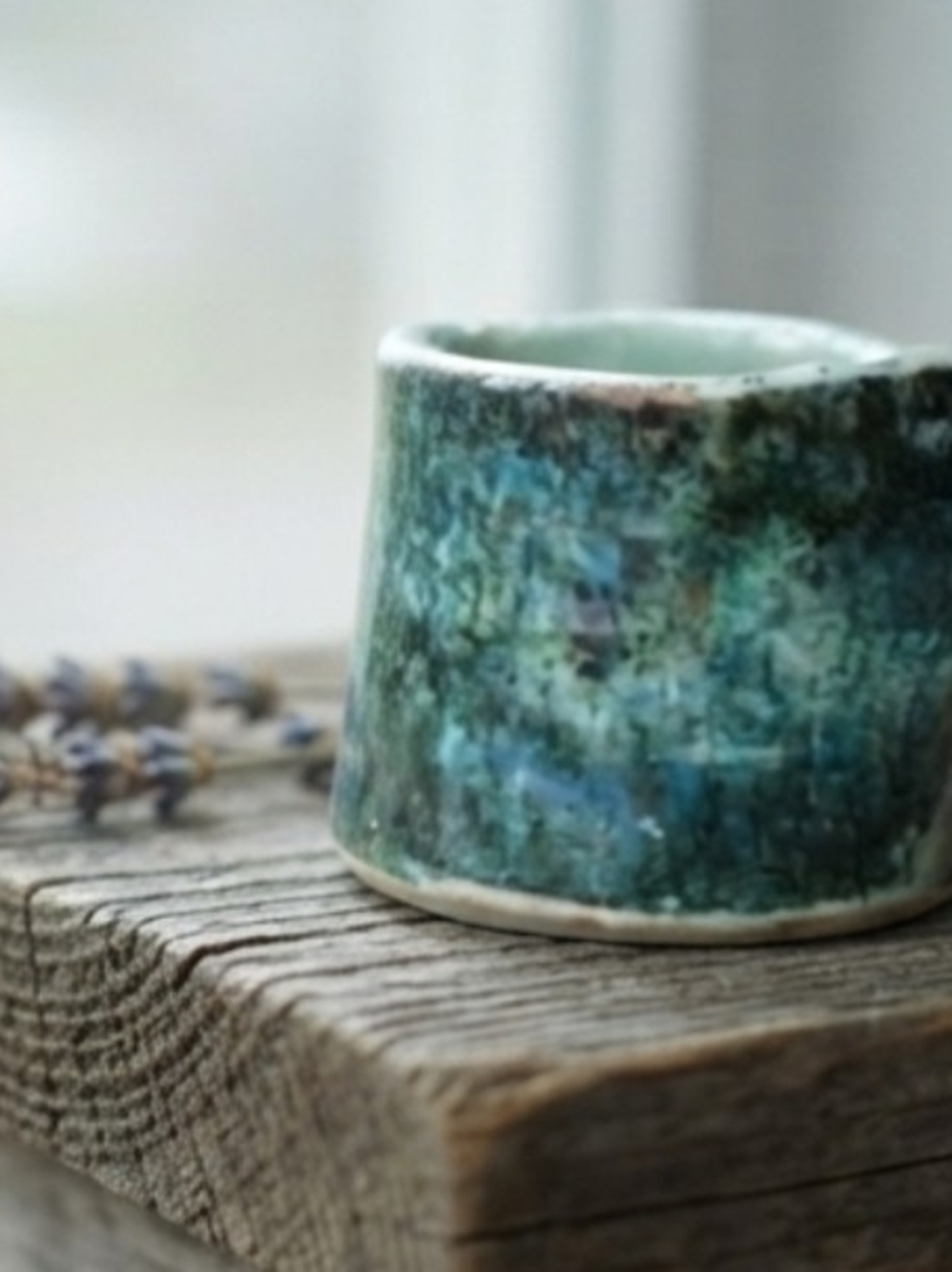 Handmade Studio Pottery Mini Pourer Pitcher Seafoam Teal Reactive Glaze